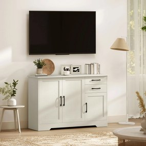 HOMCOM Mobilier bucătărie cu 2 sertare și 3 dulapuri, polițe reglabile, 120x38x79 cm, crem | Aosom Romania