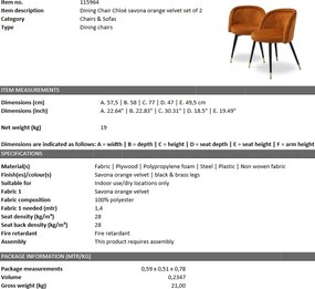 Set de 2 scaune design LUX Chloe, portocaliu 115964 HZ