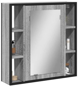 vidaXL Dulap de baie cu oglindă gri sonoma 60x16x60 cm lemn compozit