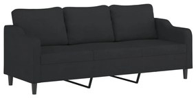 348965 vidaXL Canapea cu 3 locuri, negru, 210 cm, material textil