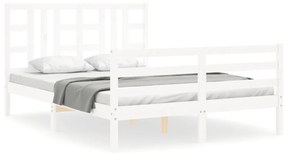 3193927 vidaXL Cadru de pat cu tăblie, alb, king size, lemn masiv