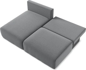 Colțar gri extensibil/cu spațiu de depozitare cu tapițerie din catifea (cu colț pe partea stângă/cu șezlong) Kalena – Makamii