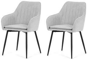 Set de 2 scaune de sufragerie tapițate, argintiu,53 x 80 x 62 cm