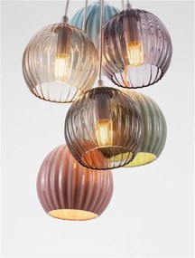 Lustra cu 6 pendule, Ceramica, Sticla, Multicolor, MELINE