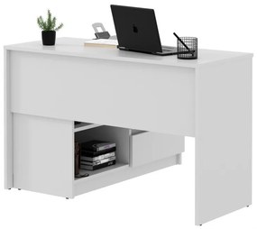 BIA515 - Birou pe colt, stanga/dreapta, 120x105x75 cm, masa de calculator cu 2 sertare, office - Alb