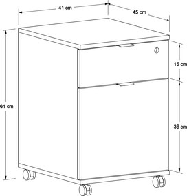 Corp Mobil Adore Rio Rollbox Office, usa, sertar cu cheie, 41 x 61 x 45 cm