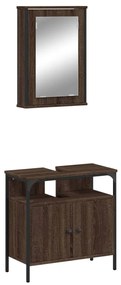 3214779 vidaXL Set mobilier de baie, 2 piese, stejar maro, lemn prelucrat