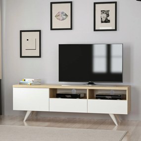 Comoda TV, Hanah Home, Brüksel, 150x46x35 cm, Stejar / Alb