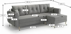 Canapea extensibila de colt SILVIANO, verde inchis, reversibila, 230x140 cm