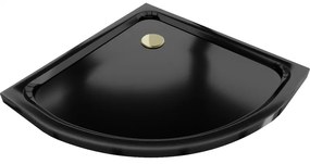 Mexen Flat cădiță semi-rotundă slim 100 x 100 cm, negru, sifon auriu - 41701010G