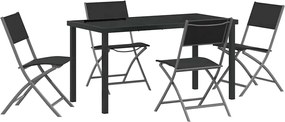 vidaXL Set de masă pentru grădină 5 pcs Negru