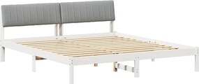 vidaXL Cadru de pat Alb și gri deschis 180 x 200 cm Lemn masiv de pin