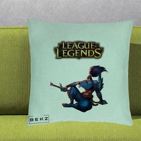 Perna Personalizata League of Legends Yasuo, 40x40 cm, Verde Menta, Husa Detasabila, Perna Inclusa, BEKZ®