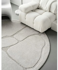 Covor gri deschis rotund din lână ø 120 cm Morphic Organica – Agnella