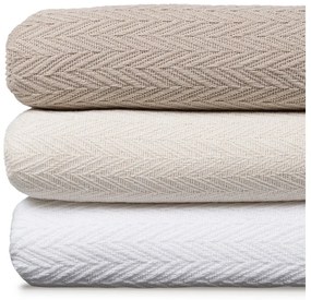 Cuvertură albă din bumbac reciclat 260x280 cm Spike – Ixia