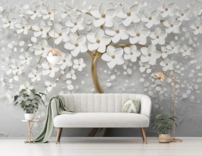 Fototapet - Copac de magnolie cu flori albe