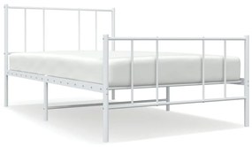 352537 vidaXL Cadru de pat metalic cu tăblie de cap/picioare, alb, 75x190 cm