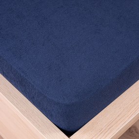 Cearșaf de pat 4Home din frotir, albastru, 90 x 200 cm, 90 x 200 cm