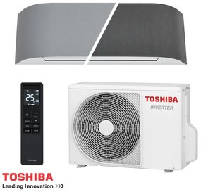 Aparat de aer conditionat inverter cu 2 huse capac Toshiba Haori RAS-B10N4KVRG-E + RAS-10J2AVSG-E1, 10000 BTU, 17 m², A+++, Wi-Fi, R-32, Gri