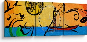Tablou cu pictură străveche (cu ceas) (90x30 cm)