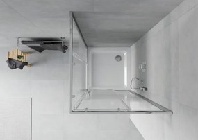Mexen Rio cabina de duș pătrată 90 x 90 cm, dungi albe, crom + cadă de duș Flat, alb - 860-090-090-01-20-4010