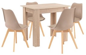 Set de masă Amina 4+1 bej-stejar Sonoma