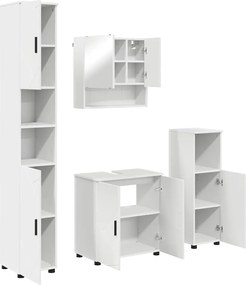 vidaXL Set de mobilier pentru baie 4 pcs Alb Lemn compozit & Metal