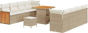 vidaXL Set de canapele pentru grădină cu pernă 11 pcs Bej și crem