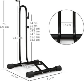 HOMCOM Suport bicicletă cu cârlige reglabile, compatibil cu biciclete 24"-29" și 700C, pentru garaj, interior și exterior, negru | Aosom Romania