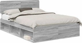 vidaXL Cadru de pat Gri Sonoma 150 x 200 cm Lemn de pin masiv