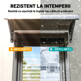 Outsunny Copertină Exterioară Impermeabilă și Anti-UV cu Placă Curbată, 75x120x23 cm, Maro și Negru | Aosom Romania