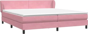 vidaXL Pat cu arcuri cu saltele roz 180x210 cm catifea