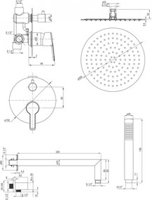 Arnika Set de dus incastrat cu baterie , para de dus si dispersor fix NAC09QP