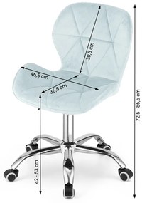 Scaun de birou AVOLA VELVET albastru deschis