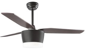 Lustra LED cu ventilator si telecomanda design modern Monsoon stejar
