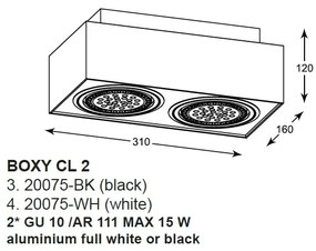 Plafoniera aplicata cu 2 spoturi directionabile BOXY CL 2, negru 20075-BK ZL