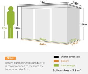 Outsunny Casuta pentru unelte de gradina, 277x130x173cm, verde | Aosom Romania