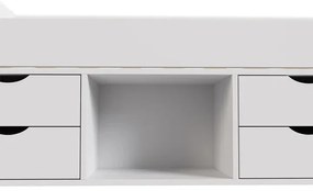 Juskys Pat pentru copii Nalu 90x200 cm cu spațiu de depozitare - alb