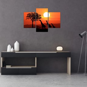 Tablou cu girafe în apus de soare (90x60 cm)