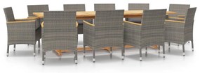 3103593 vidaXL Set mobilier de grădină cu perne, 11 piese, gri