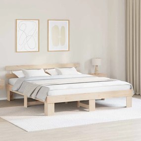 vidaXL Cadru de pat cu targa 200x200 cm din lemn masiv de pin