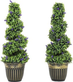 HOMCOM Set de Două Plante Artificiale Lavandă 90 cm | Aosom Romania