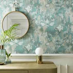 Tapet Ornamenta, Aqua Green Luxury Damask, 1838 Wallcoverings, 5.3mp / rola