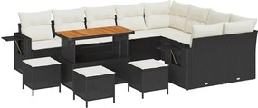 vidaXL Set de canapele pentru grădină 13 pcs Negru poliratan