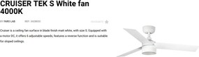 Lustra LED cu Ventilator tavan si telecomanda CRUISER TEK S alb 4000K