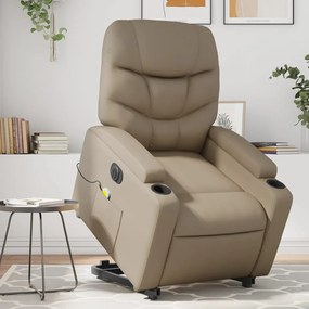 vidaXL Fotoliu electric masaj rabatabil cu ridicare, cappuccino