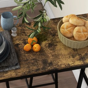 HOMCOM Set masă înaltă de bar + 2 tabureți structură din oțel blat cu aspect de lemn de acaju pentru 2 persoane negru | Aosom Romania