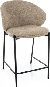 Scaun bar KIOTO H-2, bej/negru, stofă/metal, 54x44x90 cm