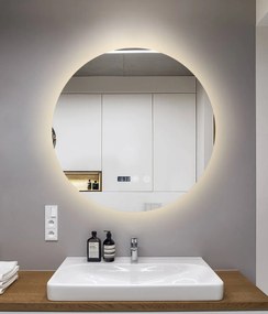 Oglindă Baie LED și Dezaburire Elit's Premium cu Senzor Touch, Lumina Rece, Caldă și Neutră, 90 cm, lumina ambientala spate