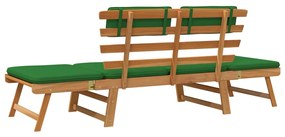 Banca de gradina cu perne 2-in-1, 190 cm, lemn masiv de acacia 1, maro si verde, 1